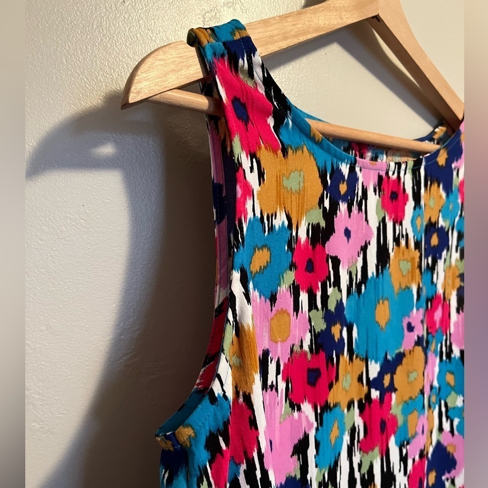 Adyson Parker Vibrant Mixed Print Floral Peplum Tank Top Blouse Multi Size Small - Picture 3 of 9